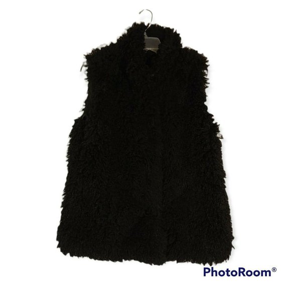 Katie Todd Black Faux Fur Shaggy Vest Size Medium - Picture 3 of 7